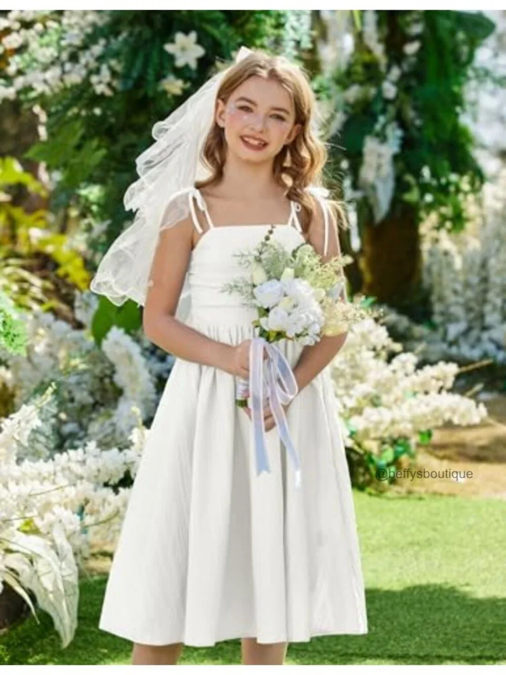 Girls Spaghetti Strap Ruched Flowy Sundress 97% Polyester 3% Spandex
